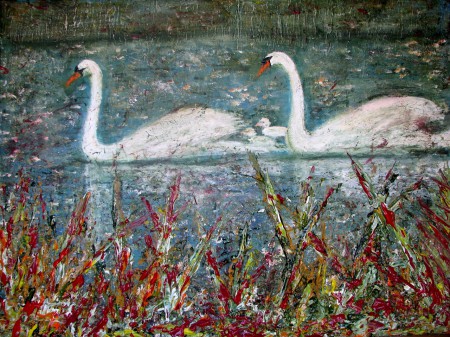 "Zwanenmeer"  60 x 80 cm, acryl op doek